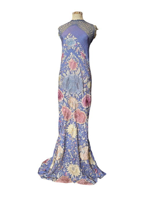 Mina, reworked floral embroidered long piano shawl gown