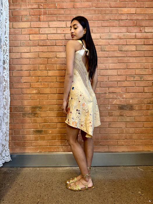 Arabella, short embroidered scarf dress