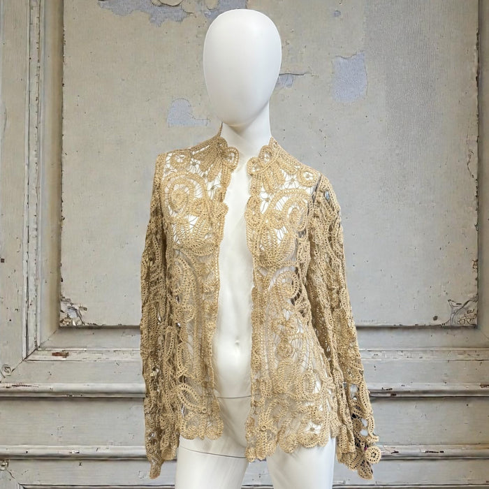 Magdalene, Edwardian ecru hand made lace bell sleeve jacket