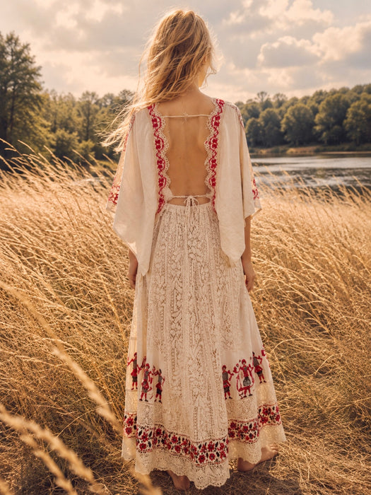 Dahlia, reworked Eastern European folk embroidered dress