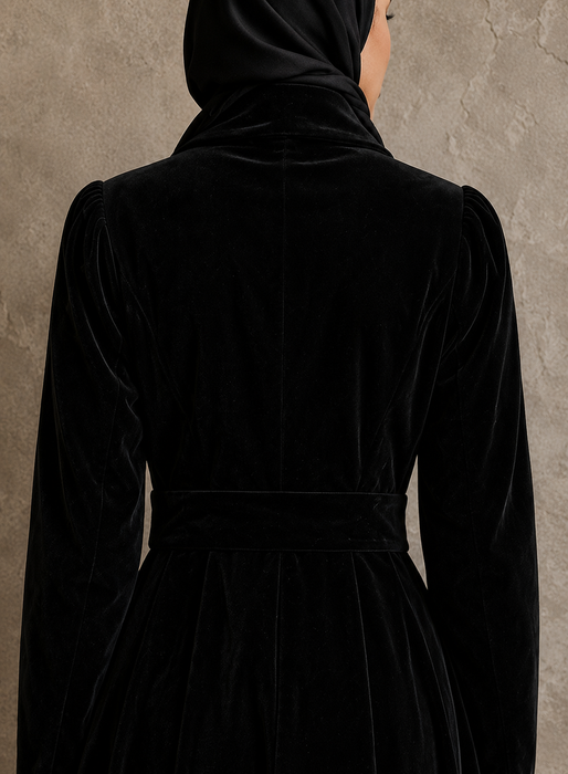 Ossie Clark, 1970s black velvet equestrian style coat