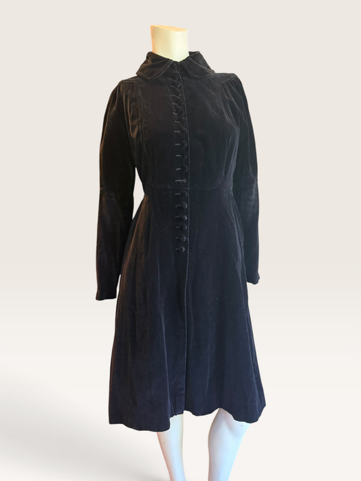 Ossie Clark, 1970s black velvet equestrian style coat