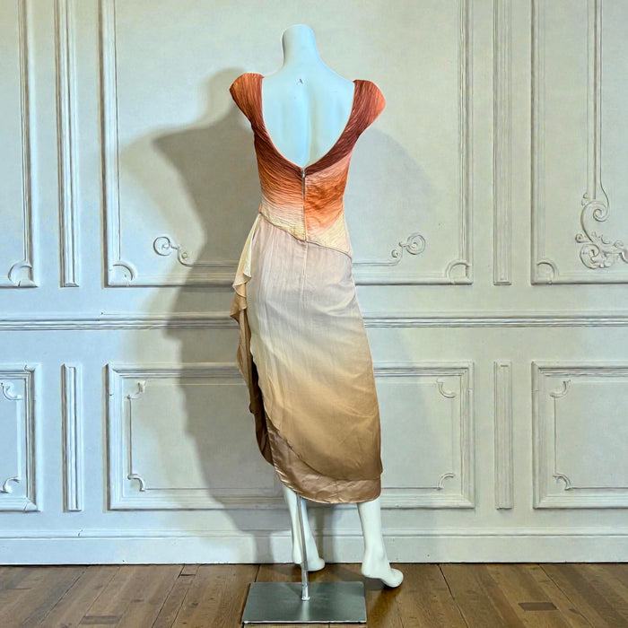 René-Rachel Couture, 70s silk chiffon draped dress