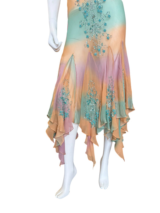 Calor, 90s hand dyed bias cut mermaid beaded dress