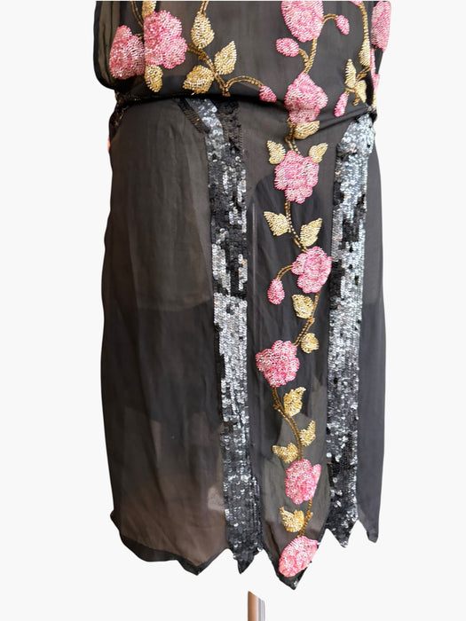 Greta, reworked 20s beaded short asymmetric dress