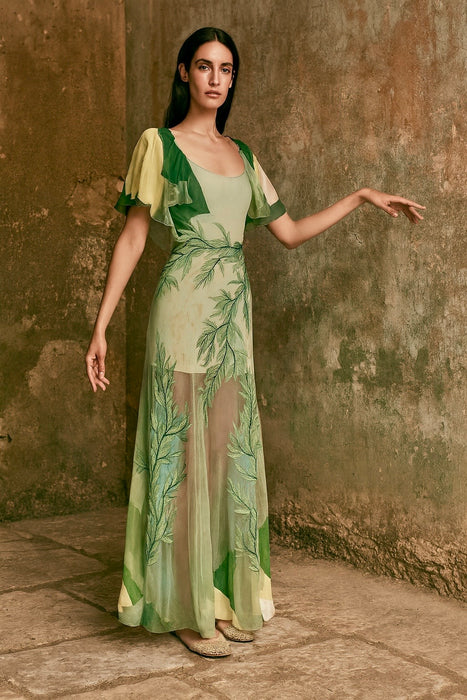 Borgia, reworked 30s silk net and leaf embroidered dress
