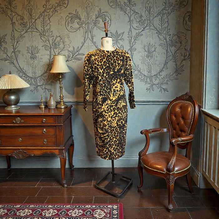 Yves Saint Laurent, Rive Gauche runway autumn/winter 1986/87 leopard print wool dress