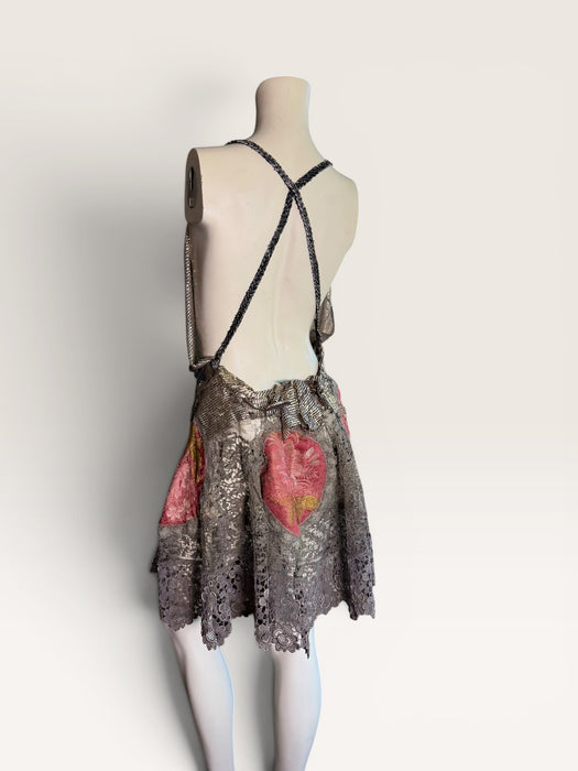 Troy, 30s Assuit reworked Assuit top and Edwardian metallic lace skirt