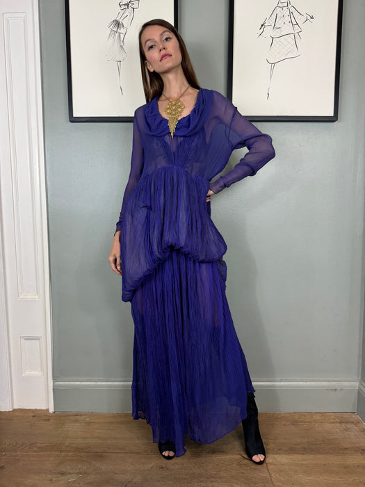 Jude, 30s chiffon purple pleated dress