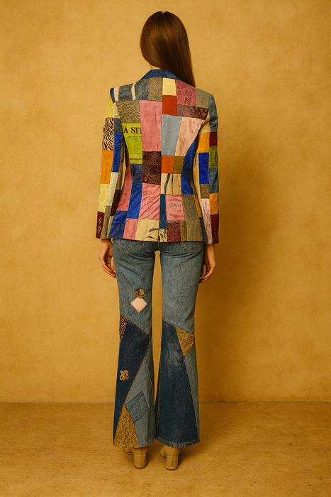 Roberto Cavalli, 80s patchwork denim suit