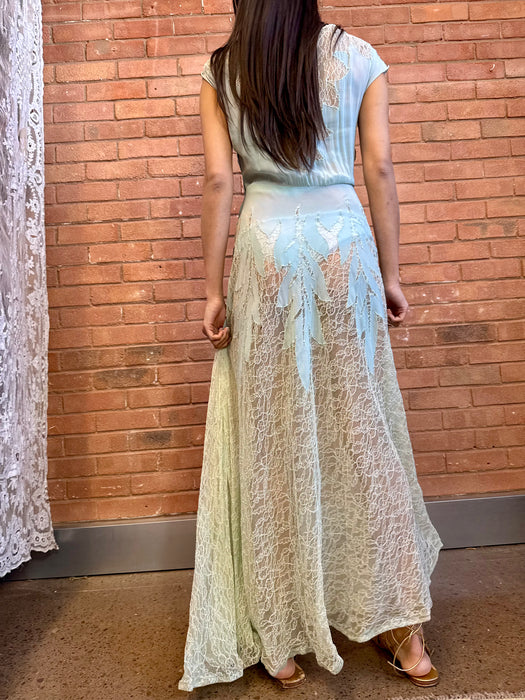 Jordan, 30s pale blue lace and rhinestone dress