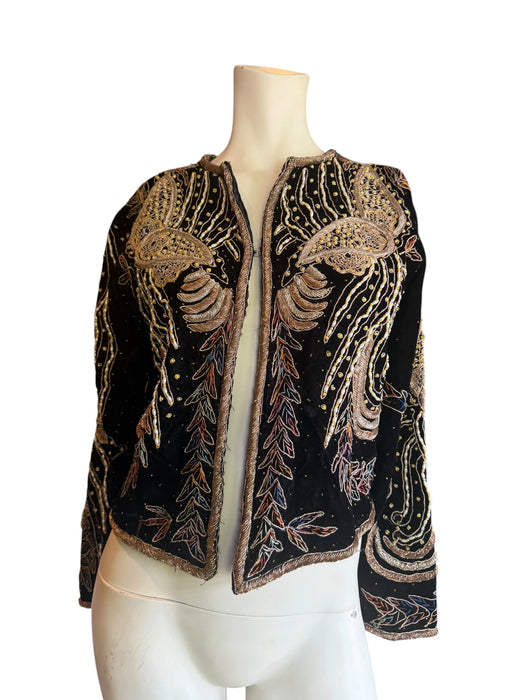 Praise, 1940s black velvet embroidered and beaded jacket