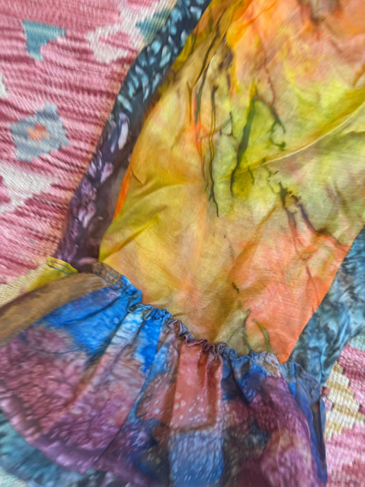 Petra, reworked hand painted elasticated frill trousers
