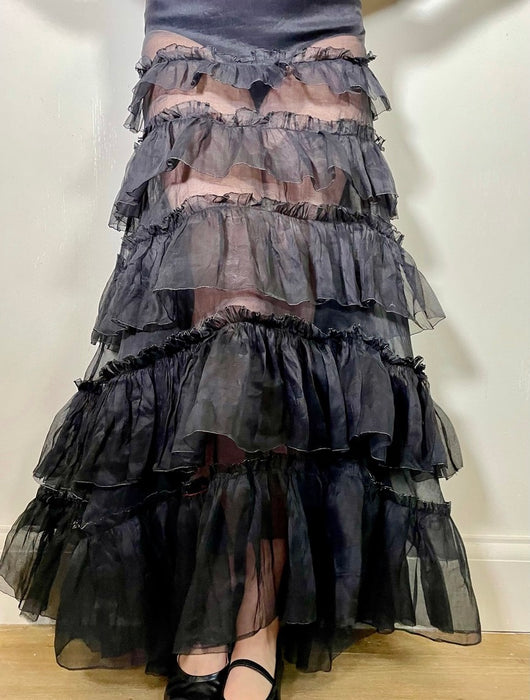 Zelda, 30s organza black tiered dress