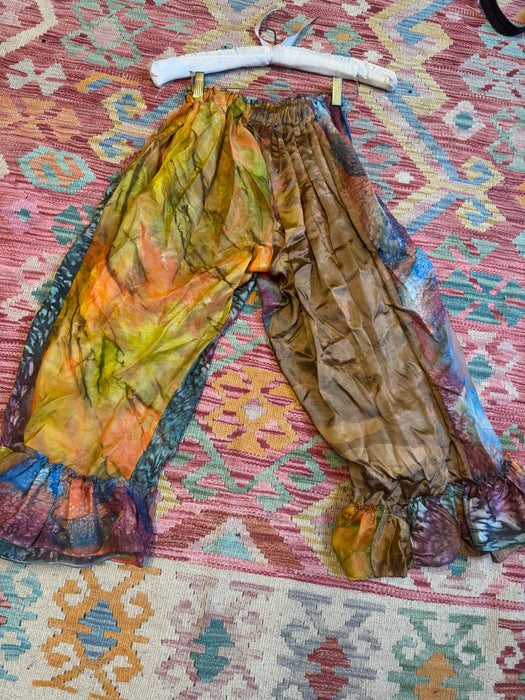 Petra, reworked hand painted elasticated frill trousers