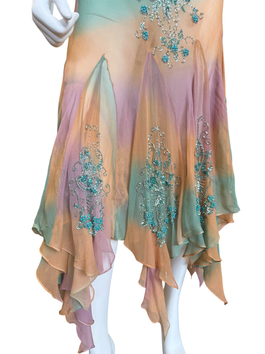 Calor, 90s hand dyed bias cut mermaid beaded dress