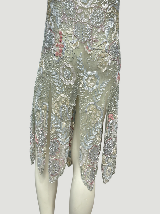 Taylor, original 20s mint green beaded flapper dress