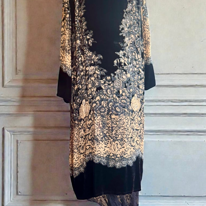 Jaklyn, 30s beaded silk devoré and velvet coat