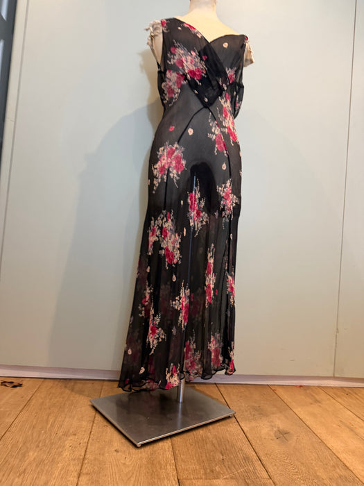 Magda, 90s silk chiffon floral bias cut dress