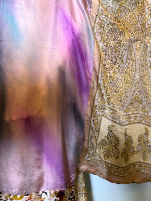 Claudia, reworked reversible vintage silk Kaftan with side leg slip