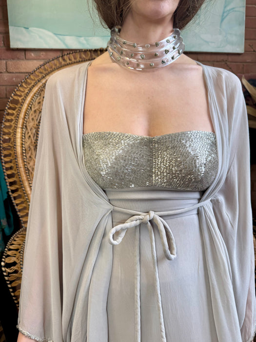 Pilar, 70s chiffon and beaded Goddess dress