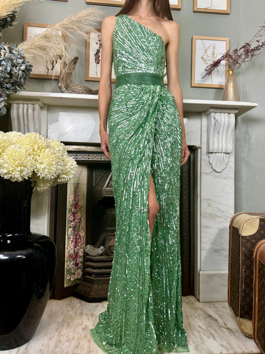 Ritual, 80s green sequins long gown