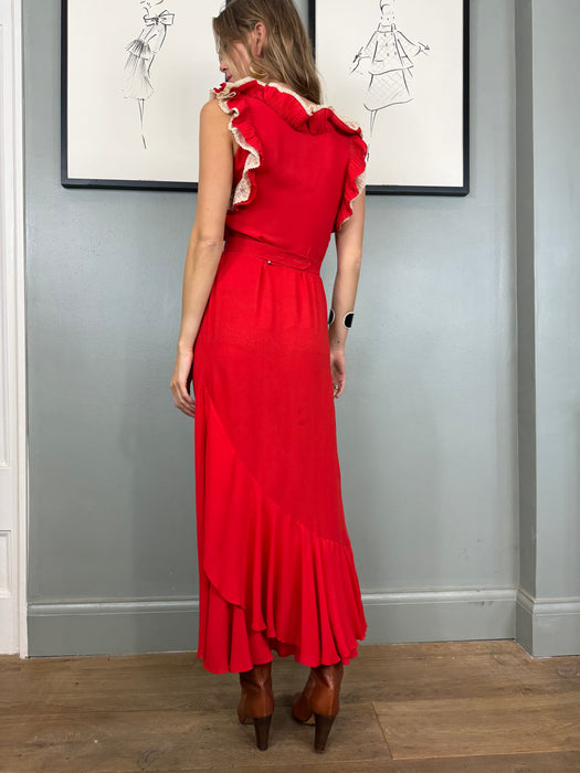 Eloise, 30s red silk and lace dress