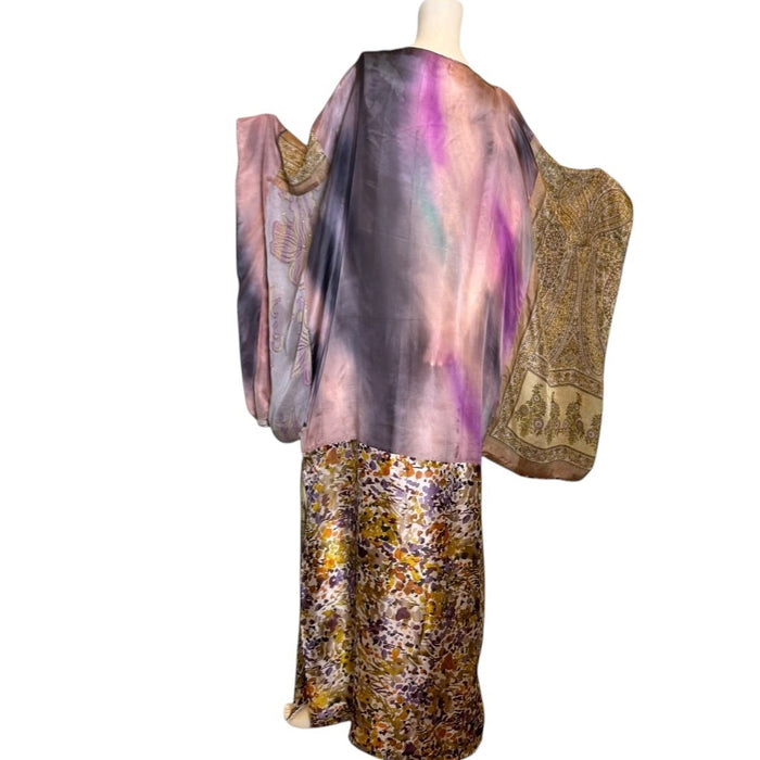 Claudia, reworked reversible vintage silk Kaftan with side leg slip