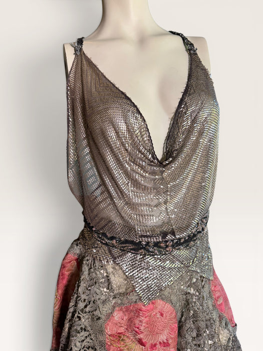 Troy, 30s Assuit reworked Assuit top and Edwardian metallic lace skirt