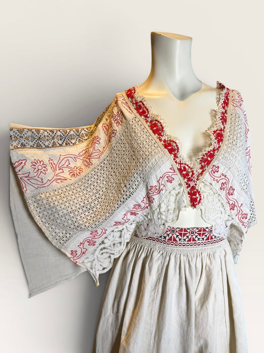 Dahlia, reworked Eastern European folk embroidered dress One Vintage Dahlia, reworked Eastern European folk embroidered dress One Vintage