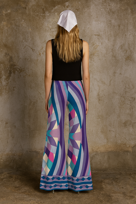 Leonard, 70s silk jersey flair long trousers