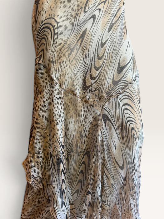 Ranah, 90s bias cut animal print asymmetric chiffon dress
