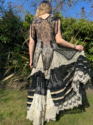 Hera, reworked monochrome 20s lace coat