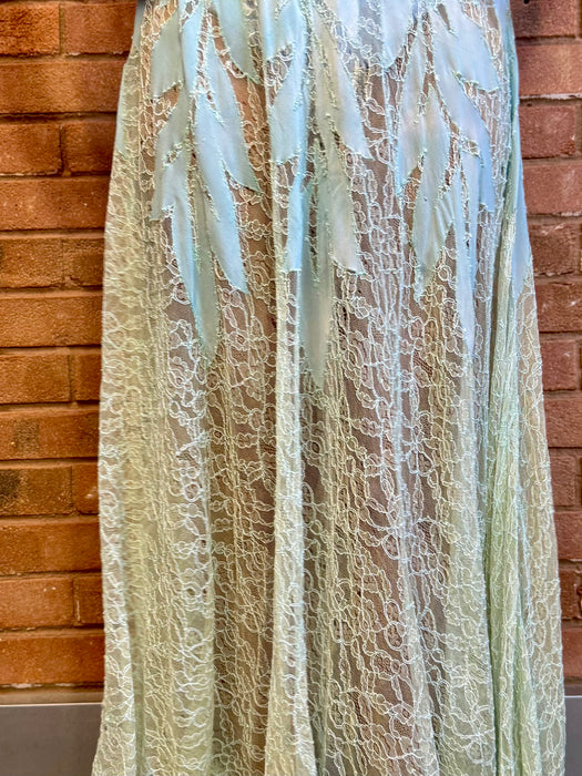 Jordan, 30s pale blue lace and rhinestone dress