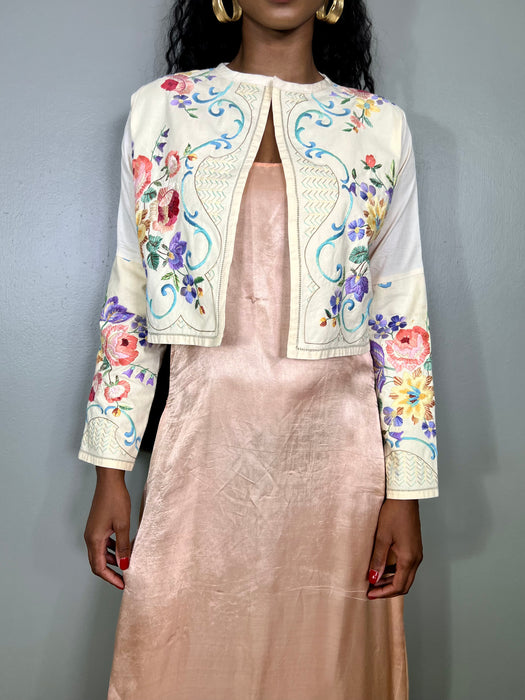 Pansy, vintage reworked embroidered jacket