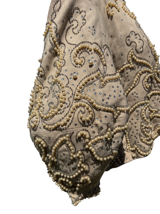 Odette, 1960s cocoon sleeves beaded metallic pearl jacket