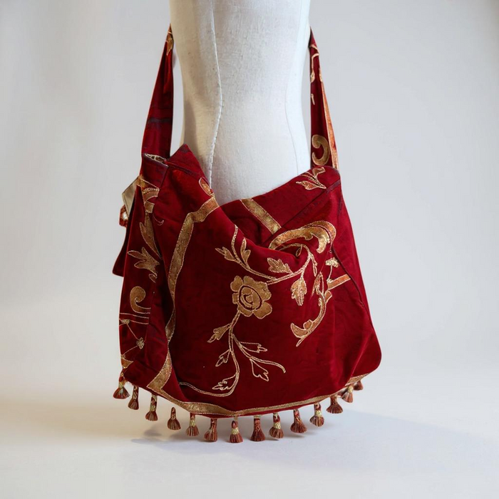 Archie, reworked 18th century velvet tassel satchel