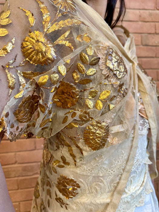 Esther, 20s net and gold floral bolero