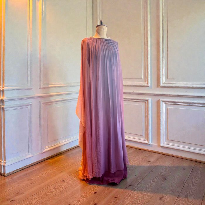 Yuki, for Rembrandt, 70s chiffon ombré antique pink dress