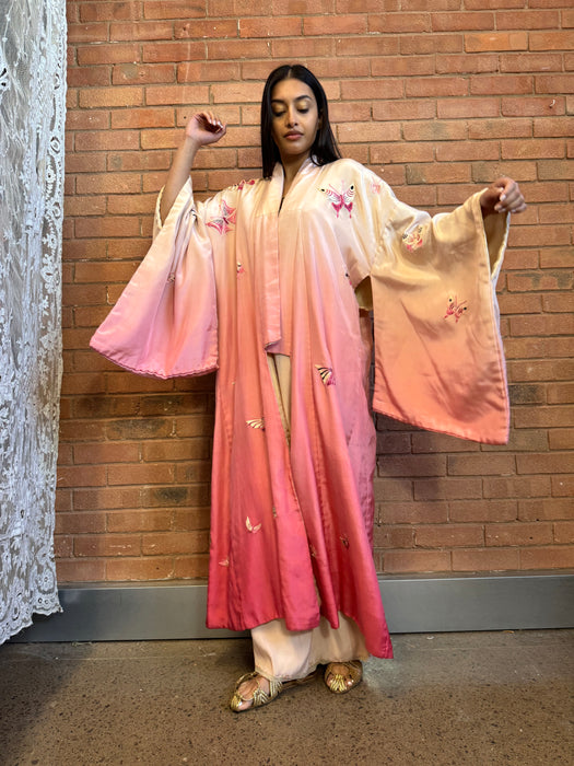 Mariposa, 40s silk ombré embroidered Japanese kimono