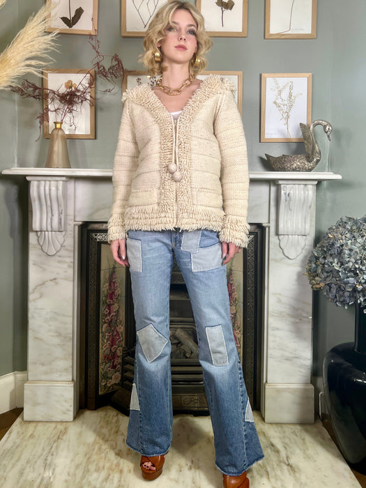 Jane, cream 70s zip up cardigan