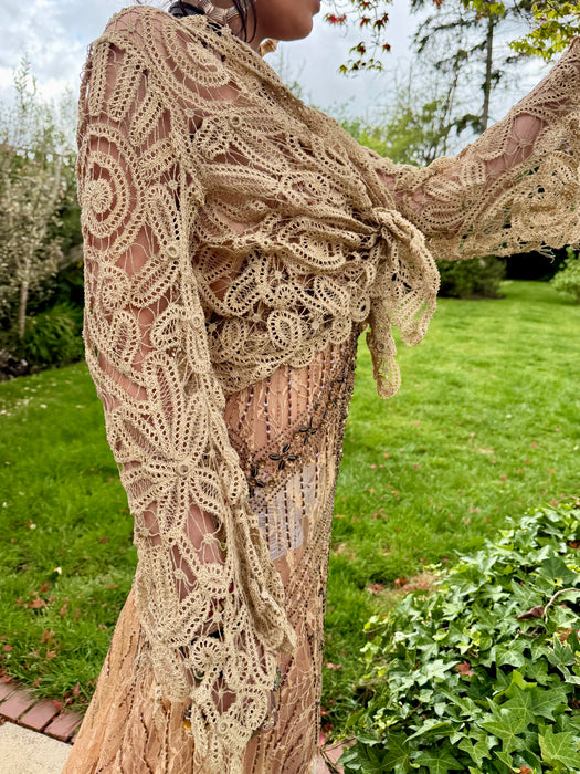 Magnolia, Edwardian needle lace flare sleeve jacket