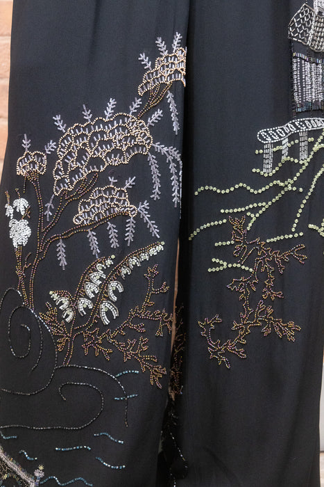 Dries Van Noten, 90s beaded chinoiserie silk trousers