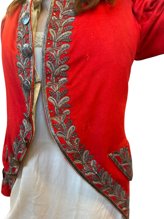 Miel, 19th C, red beaded embroidered tailcoat