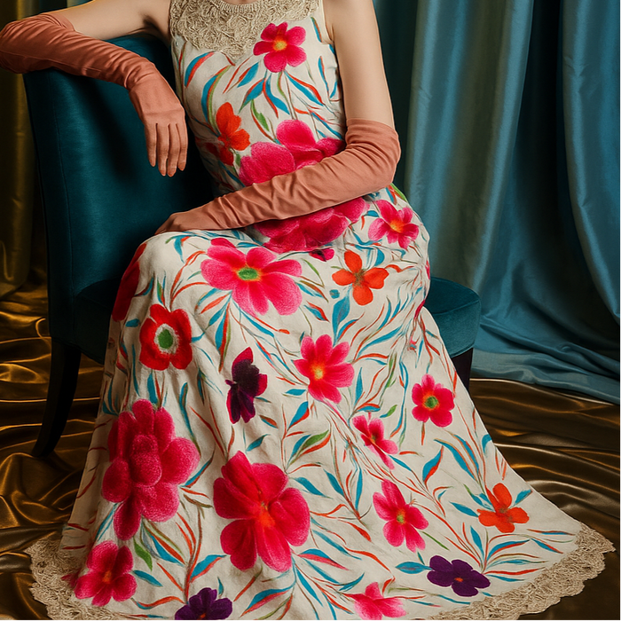 Maude, reworked 40s floral canton shawl dress