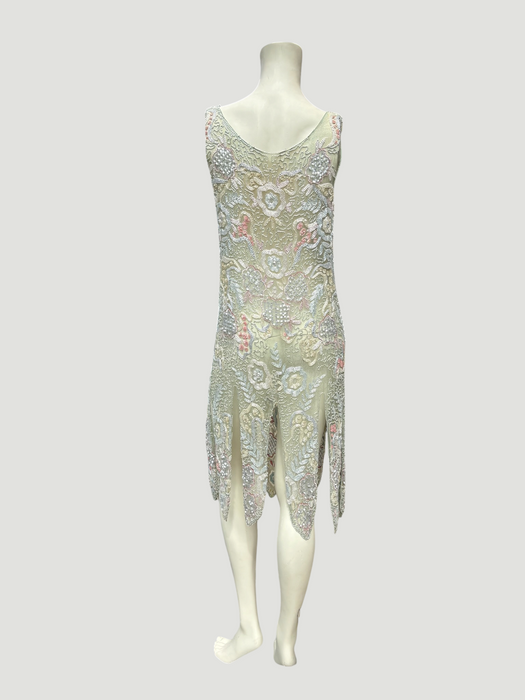 Taylor, original 20s mint green beaded flapper dress