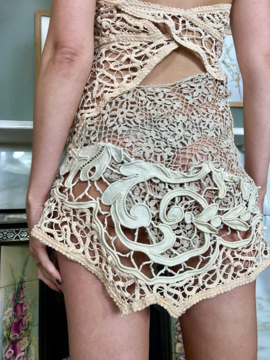 Tory, vintage crochet short dress