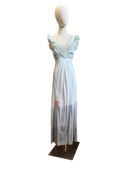 Thea, reworked 30s hand dyed embroidered and lace dress