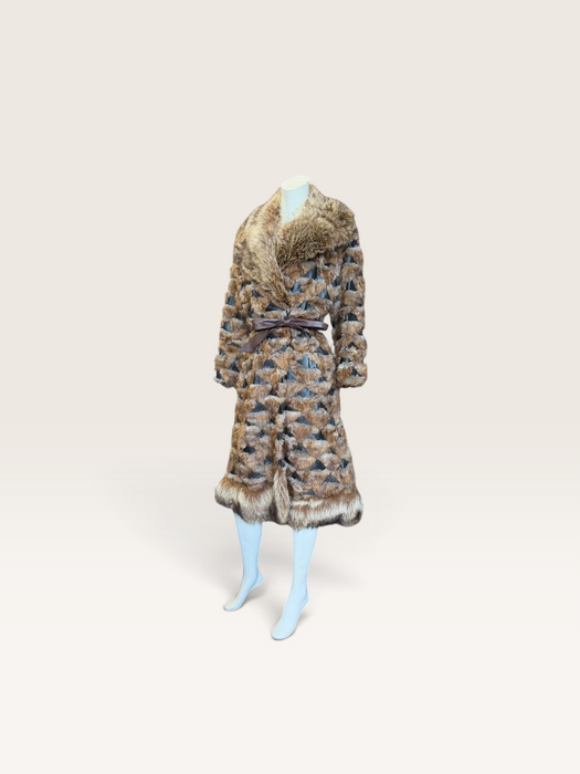 Macy’s 70s mixed leather and fur trench coat