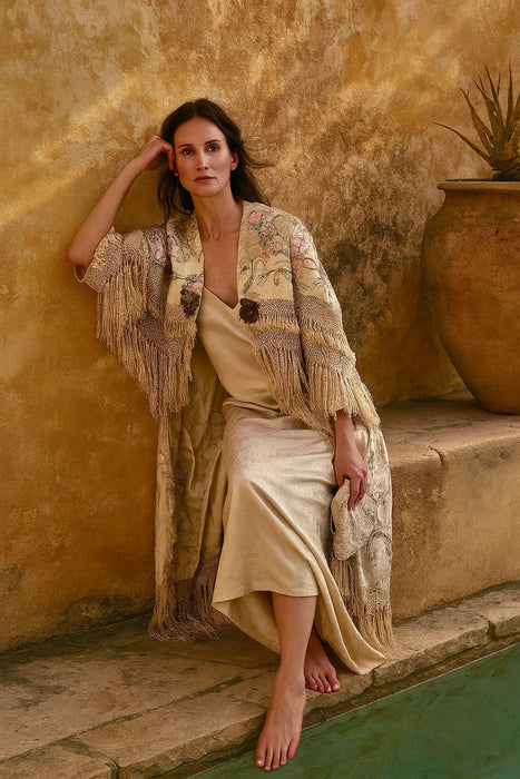 Allison, reworked 18th century fringed coat